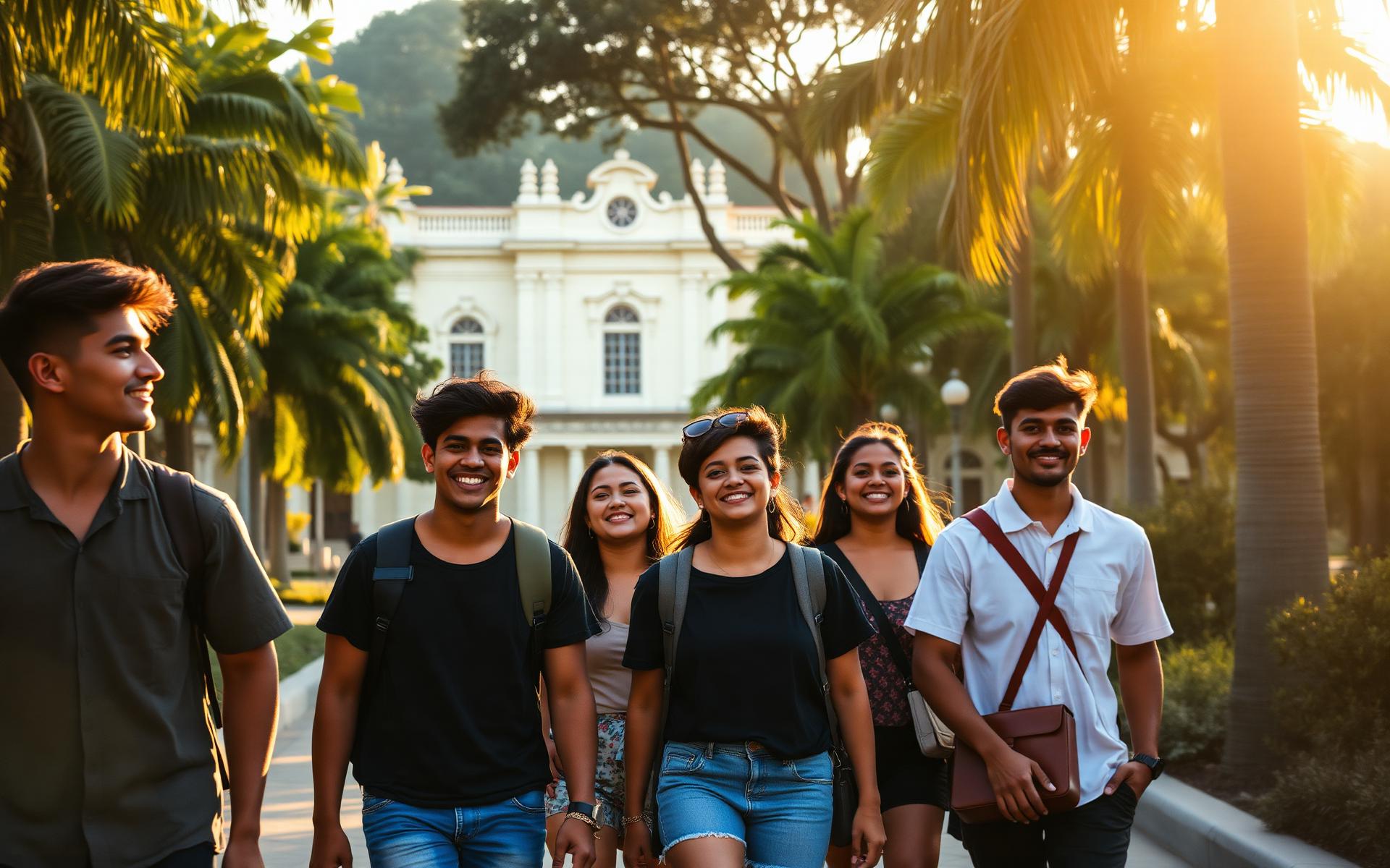 International students on a Latin American campus